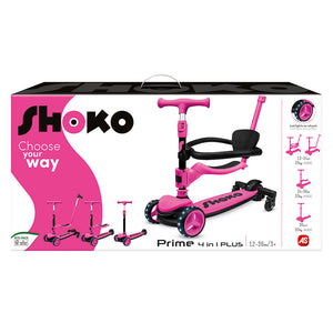 Shoko Παιδικό Πατίνι Prime 4 In 1 Plus Σε Ροζ Χρώμα Για 12+ Μηνών