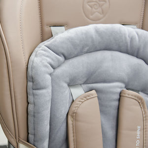 Καρέκλα φαγητού Bebe Stars Nuovo 2σε1 με γκρι μαξιλάρι και μπεζ δερμάτινη επένδυση
