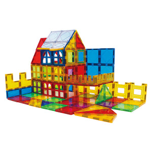 Πολύχρωμο σετ magnetic building blocks για παιδιά, σε λευκό φόντο